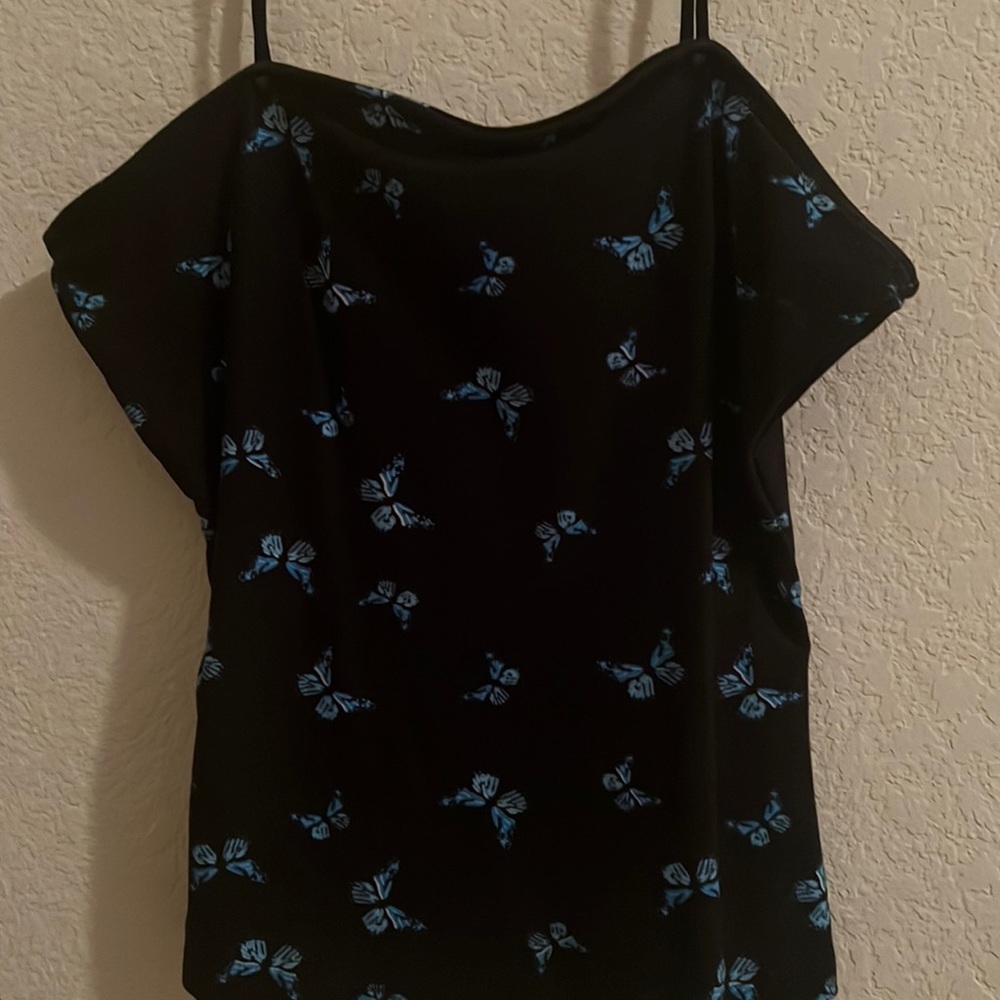 Black and blue butterfly tank top. Small